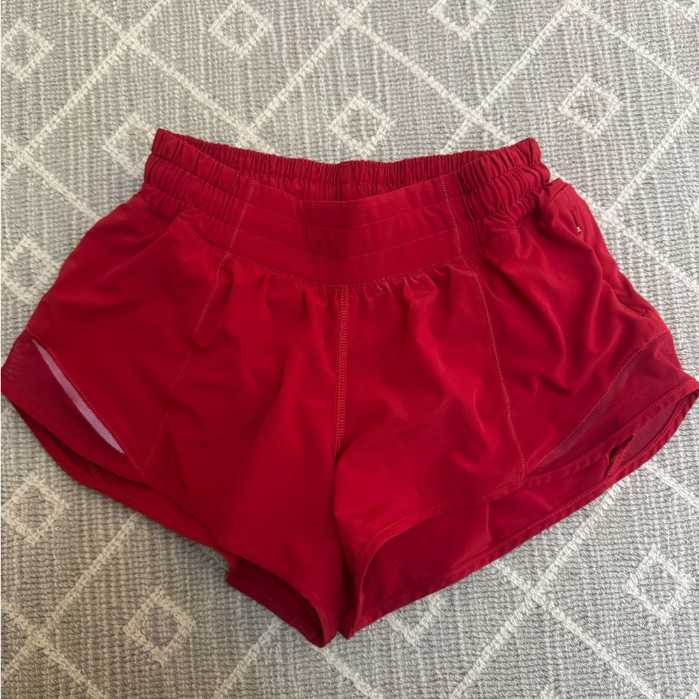 lululemon athletica Hotty Hot Vibrant Red Athletic Shorts